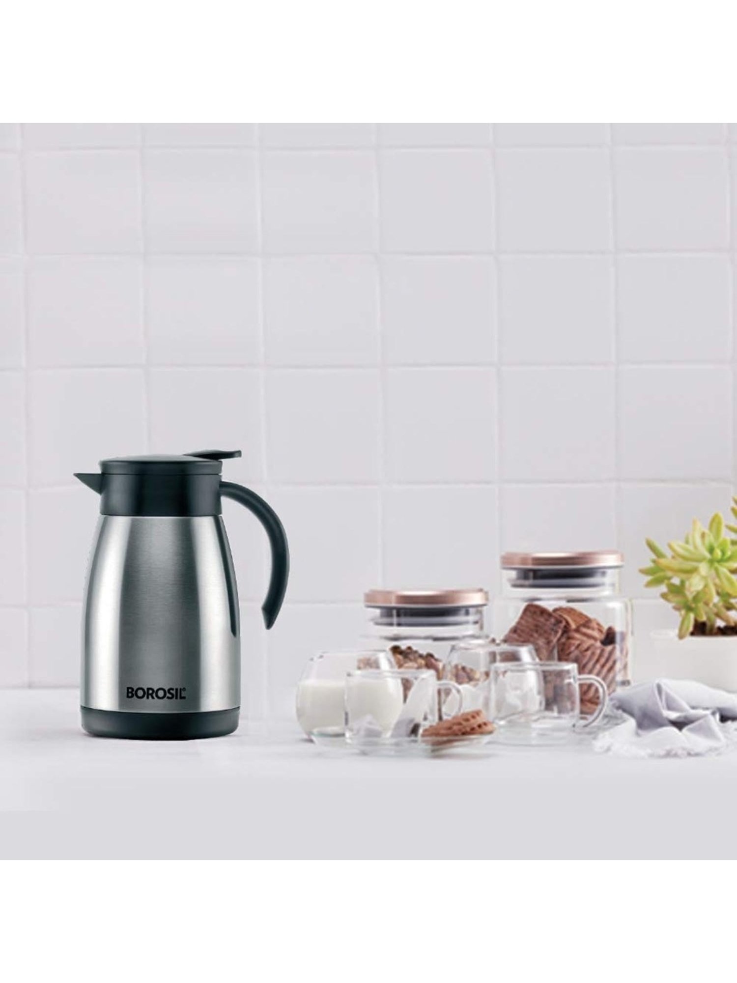 Borosil Silver Stainless Steel Wonder Jug (5700 ML)