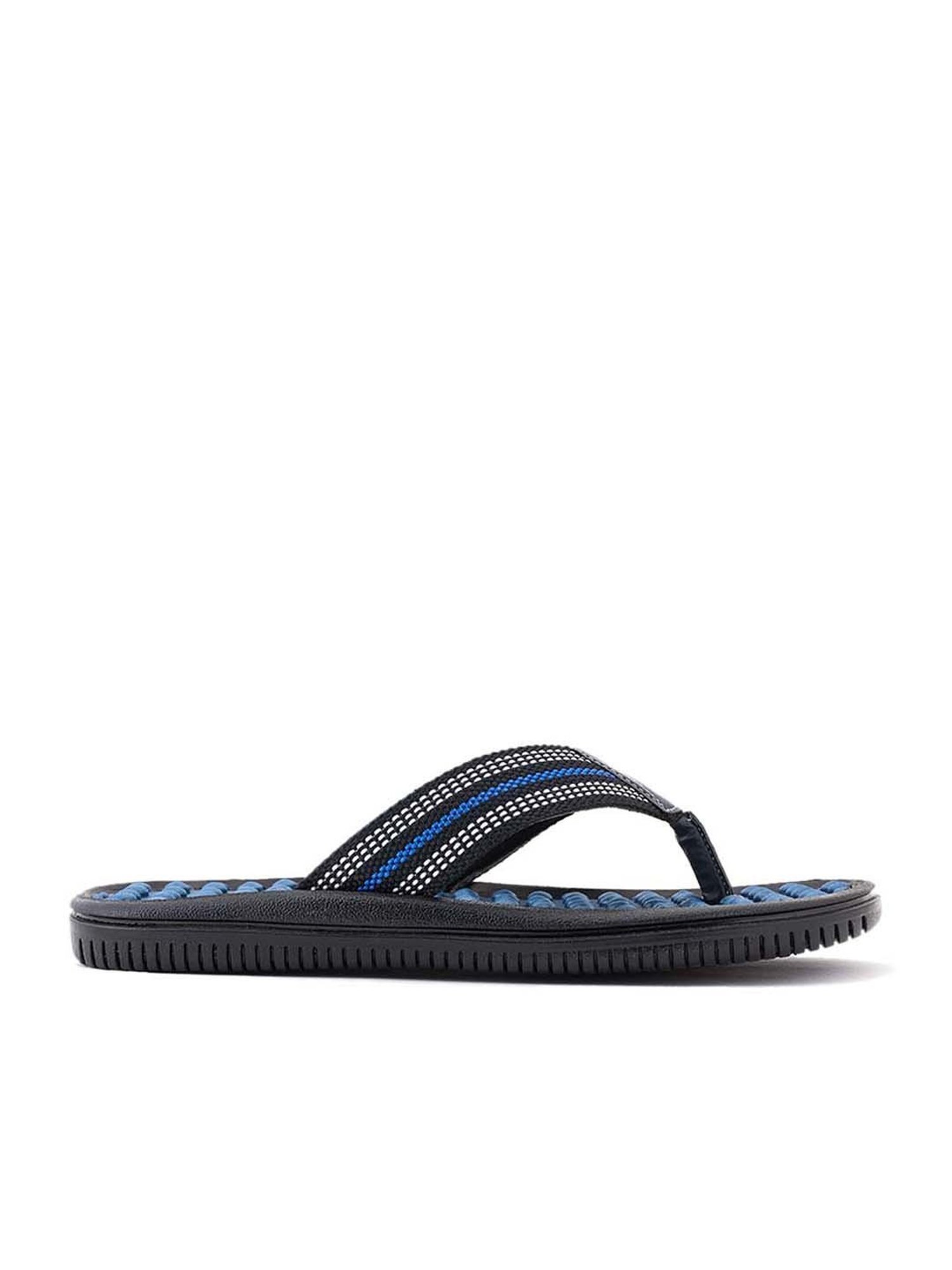 Khadim's Men's Blue & Black Flip Flops
