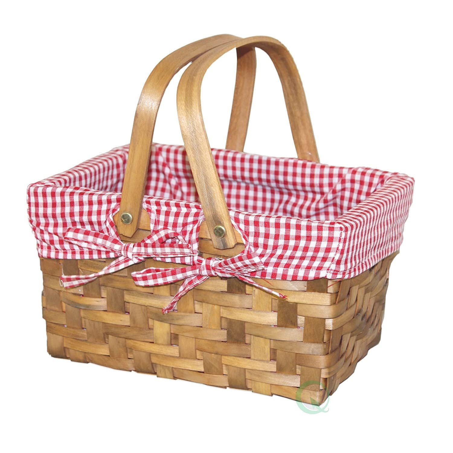 Vintiquewise Rectangular Basket Lined with Gingham Lining, Small