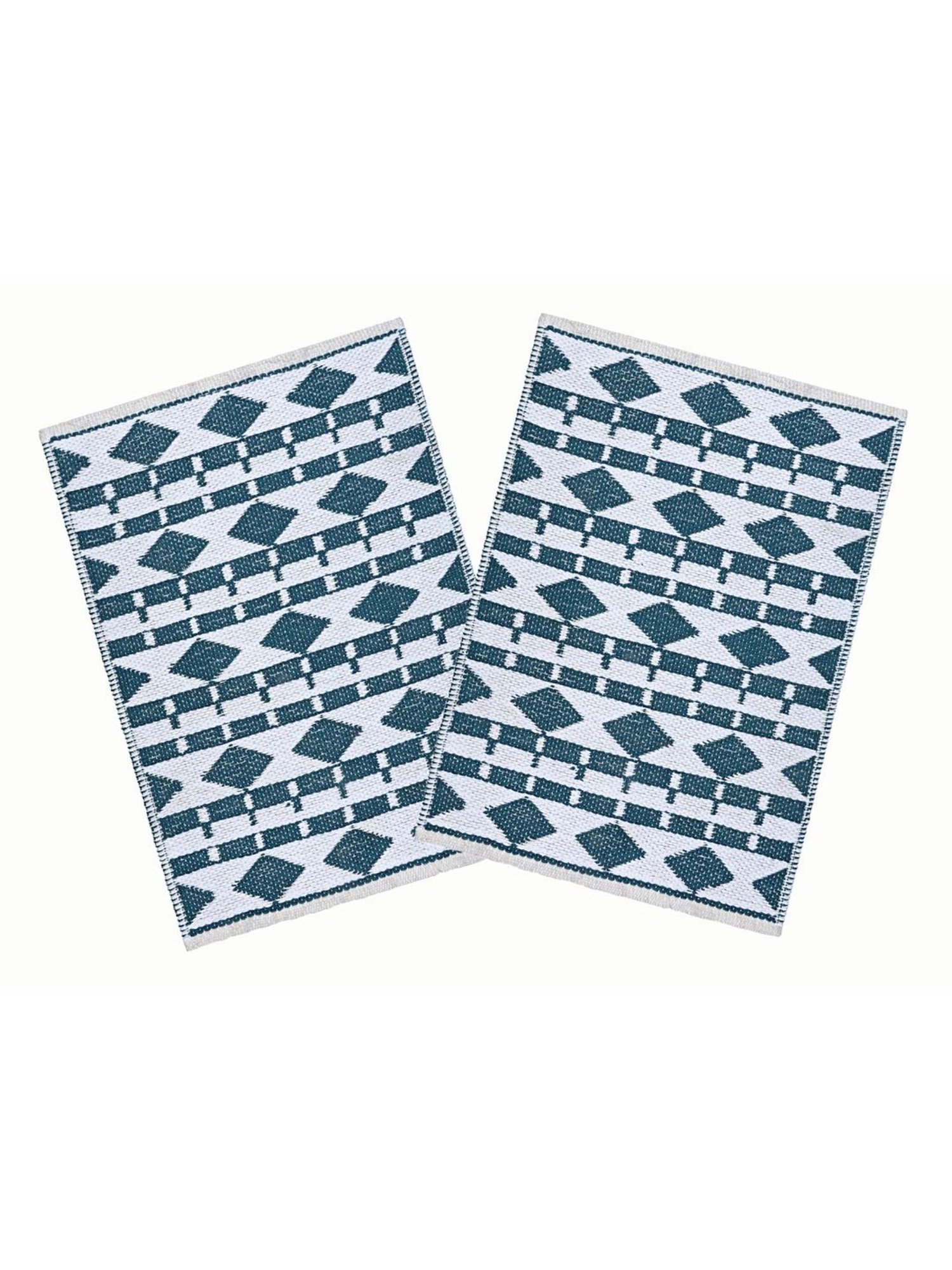 Saral Home Abstract Green Cotton Multiuse Rugs - Set of 2