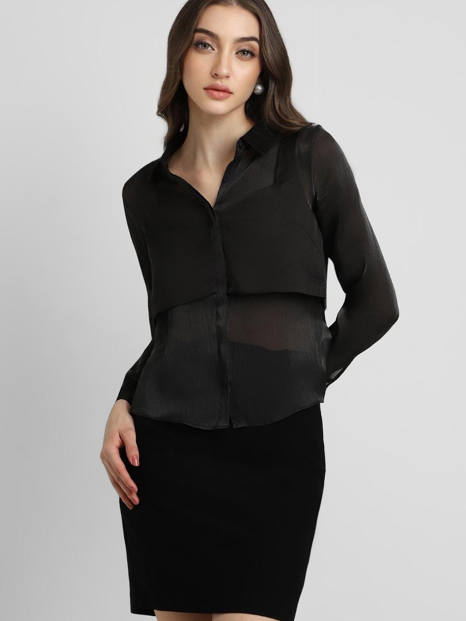 Forever 21 Black Regular Fit Shirt