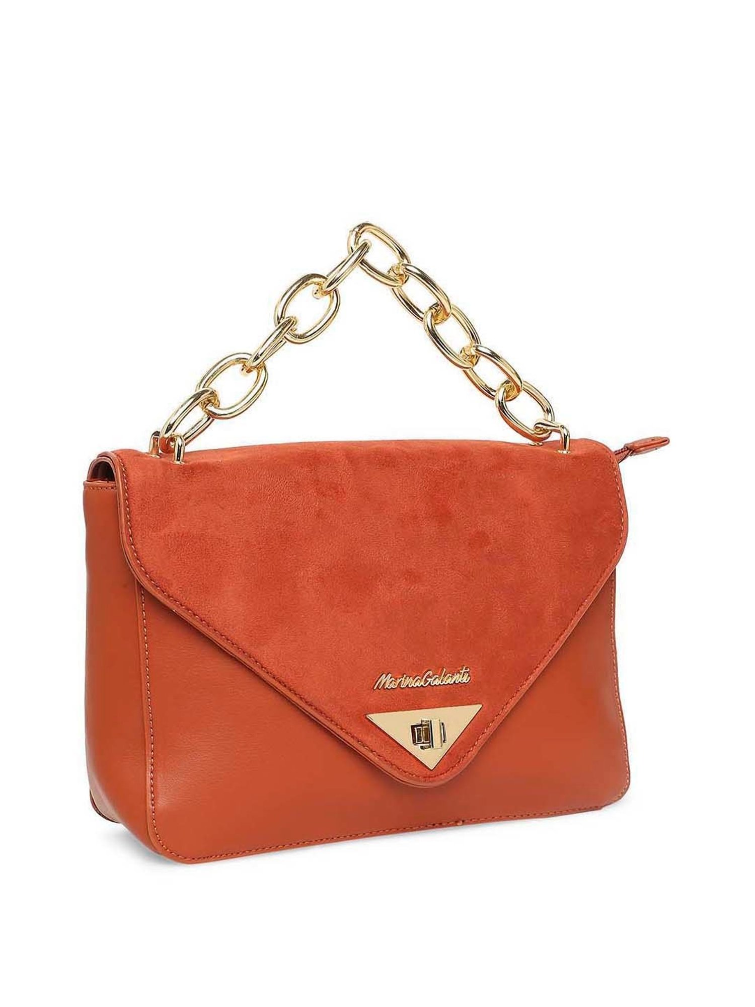 Marina Galanti Orange Solid Medium Satchel Handbag
