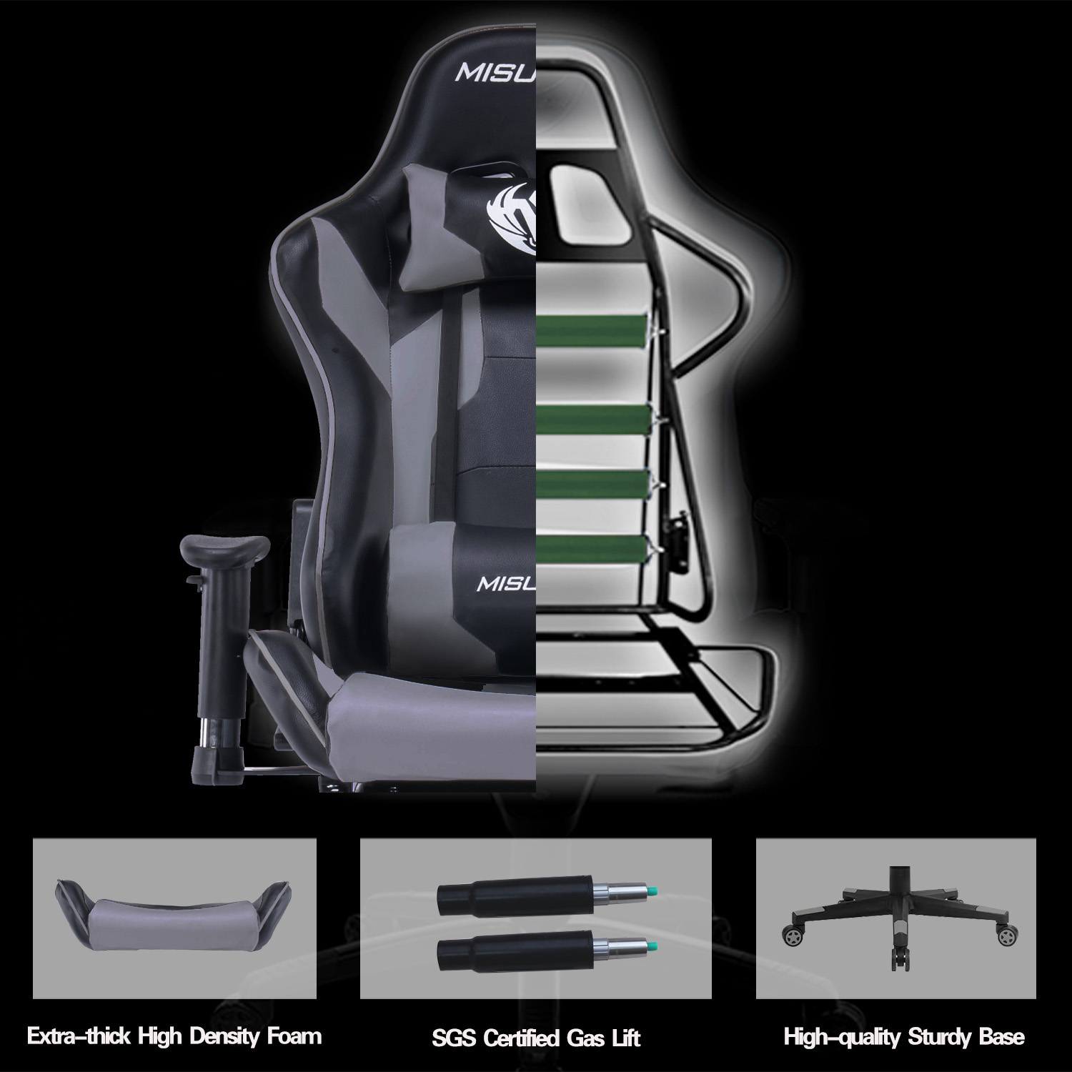 Gaming Chair, Racing Style Computer Desk Chair Padded Armrests Ergonomic Lumbar Support Adjustable Height