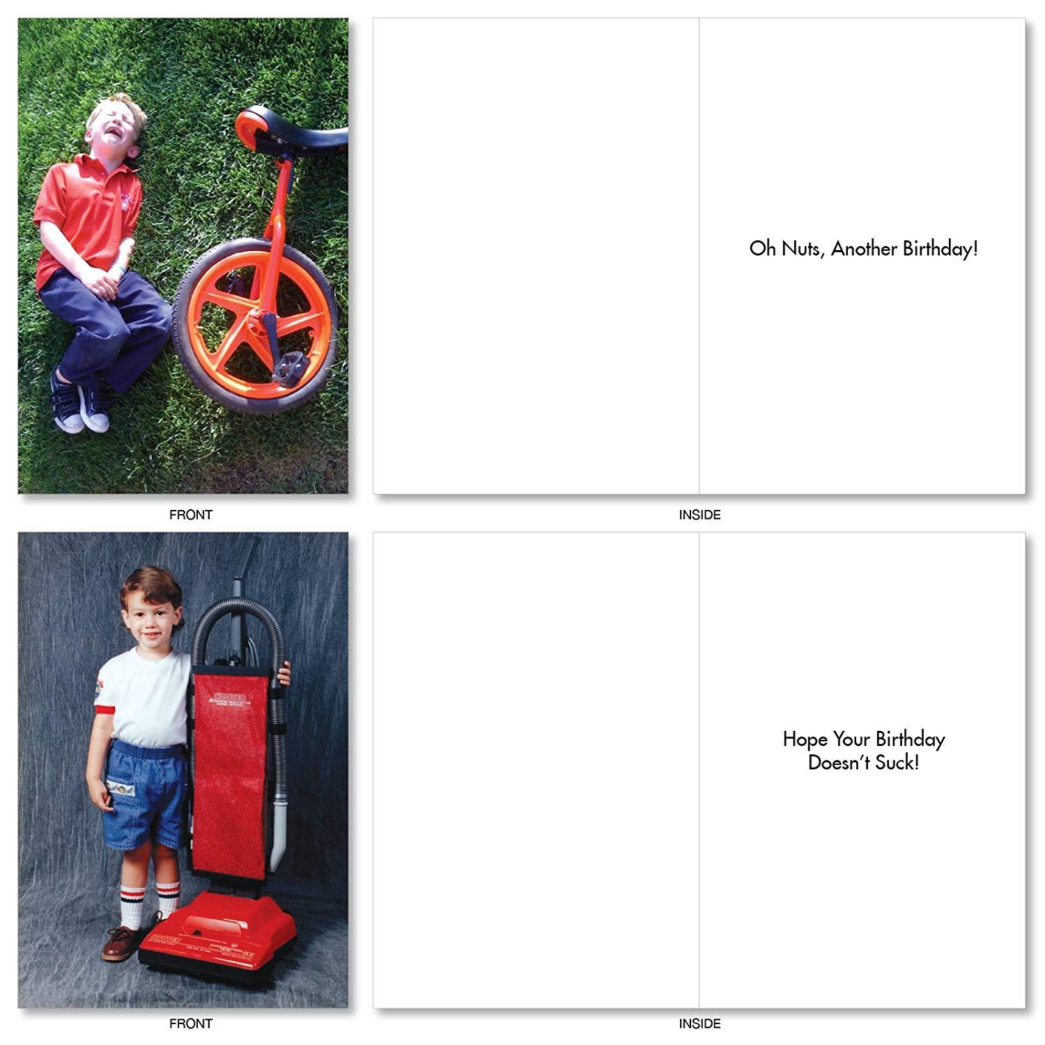 AC6334BDG-B1x10 'Another Year Older, Another Awkward Family Photo': Assorted Box of 10 Funny Birthday Cards, with Envelopes (10 Designs, 1 Card Per Design)
