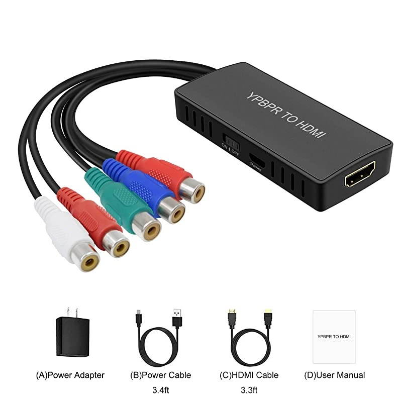 to HDMI Converter YPbPr to HDMI Converter Support 480i 720P 1080P for HD TV DVD Player Bluray Player Wii PS2PS3 Xbox 360 Original Xboxand More 5RCA to HDMI Converter