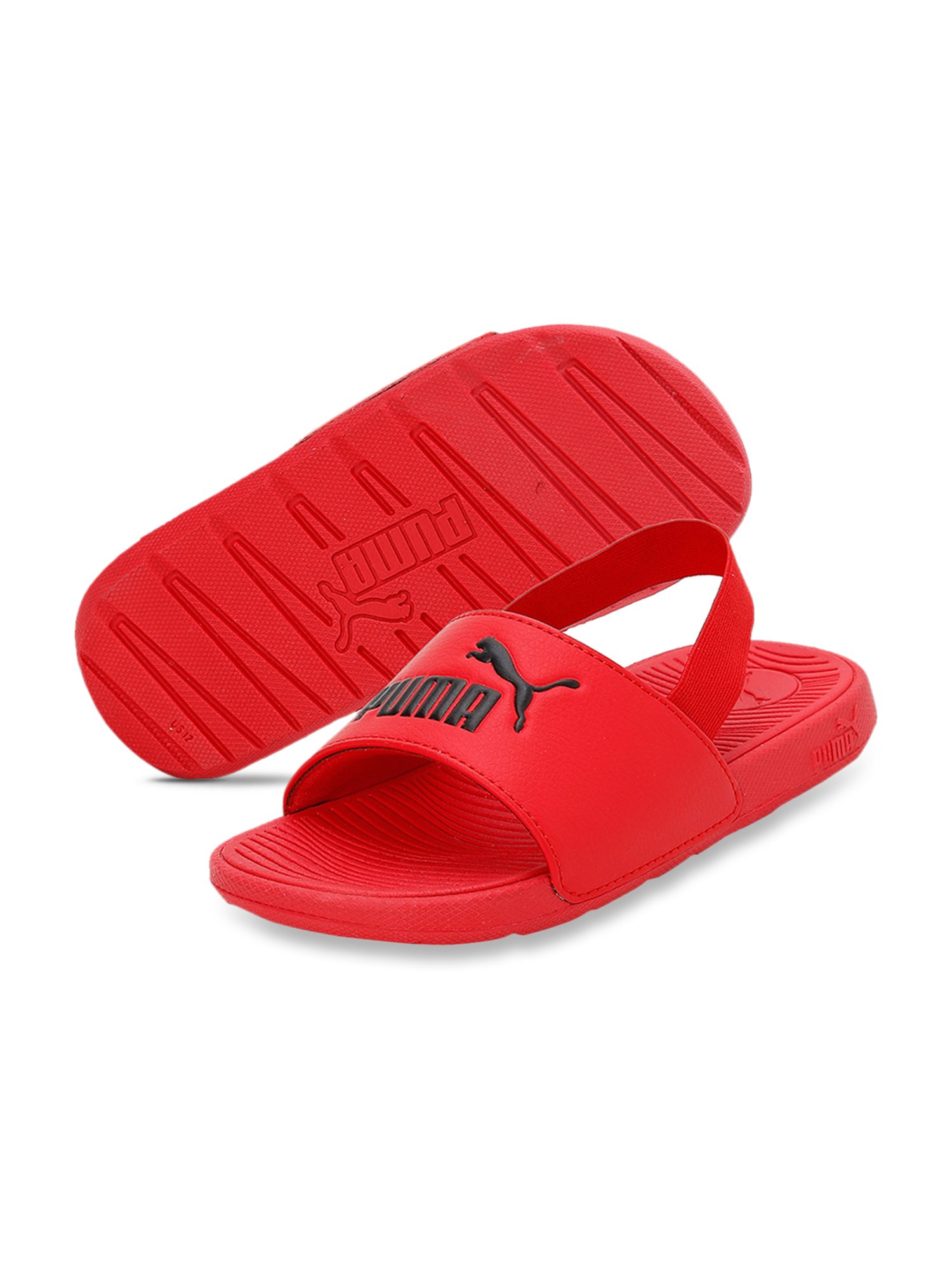 Puma Kids Red & Black Back Strap Sandals