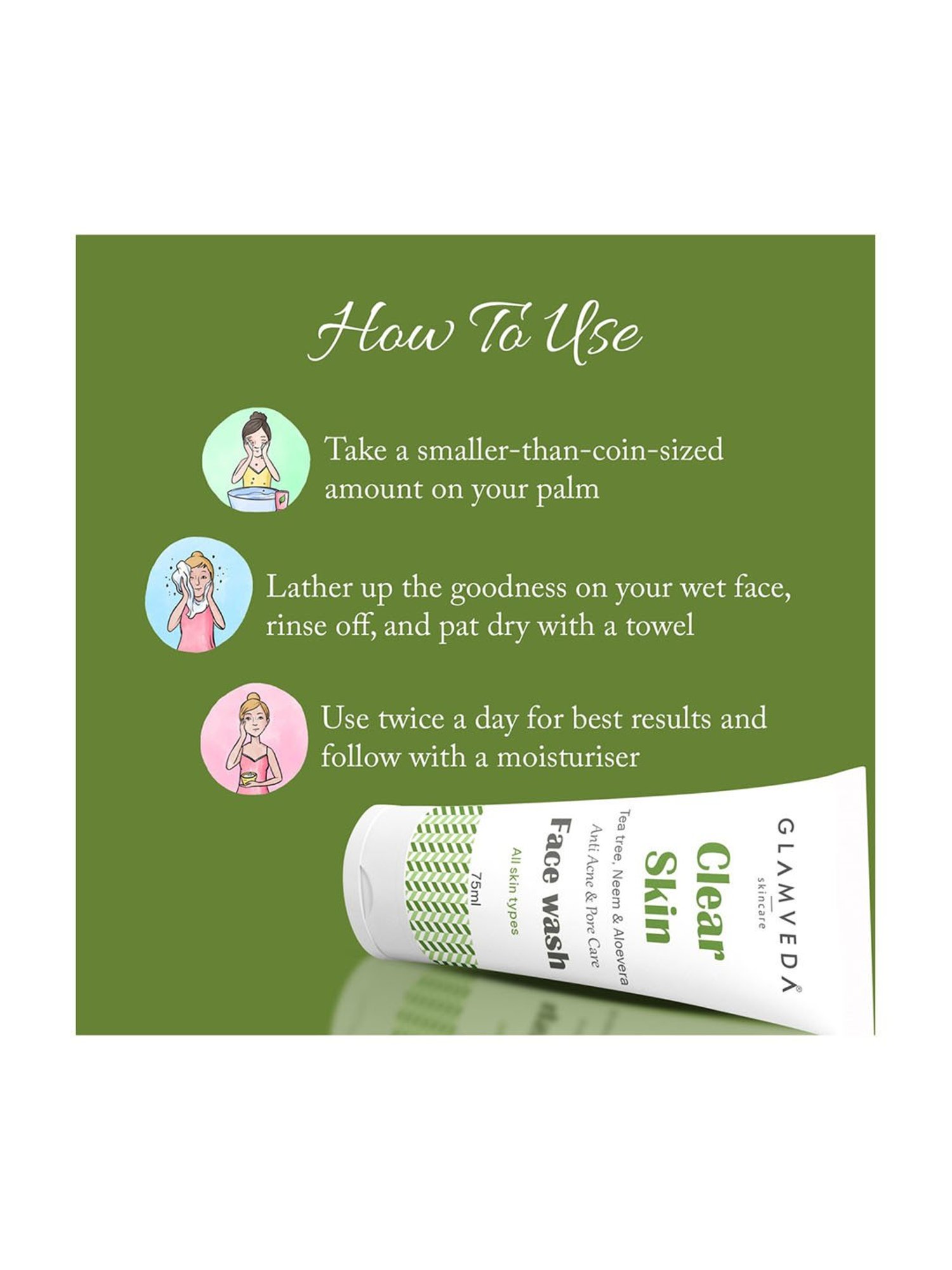 Glamveda Clear Skin Anti Acne and Pore Care Face Wash - 75 ml