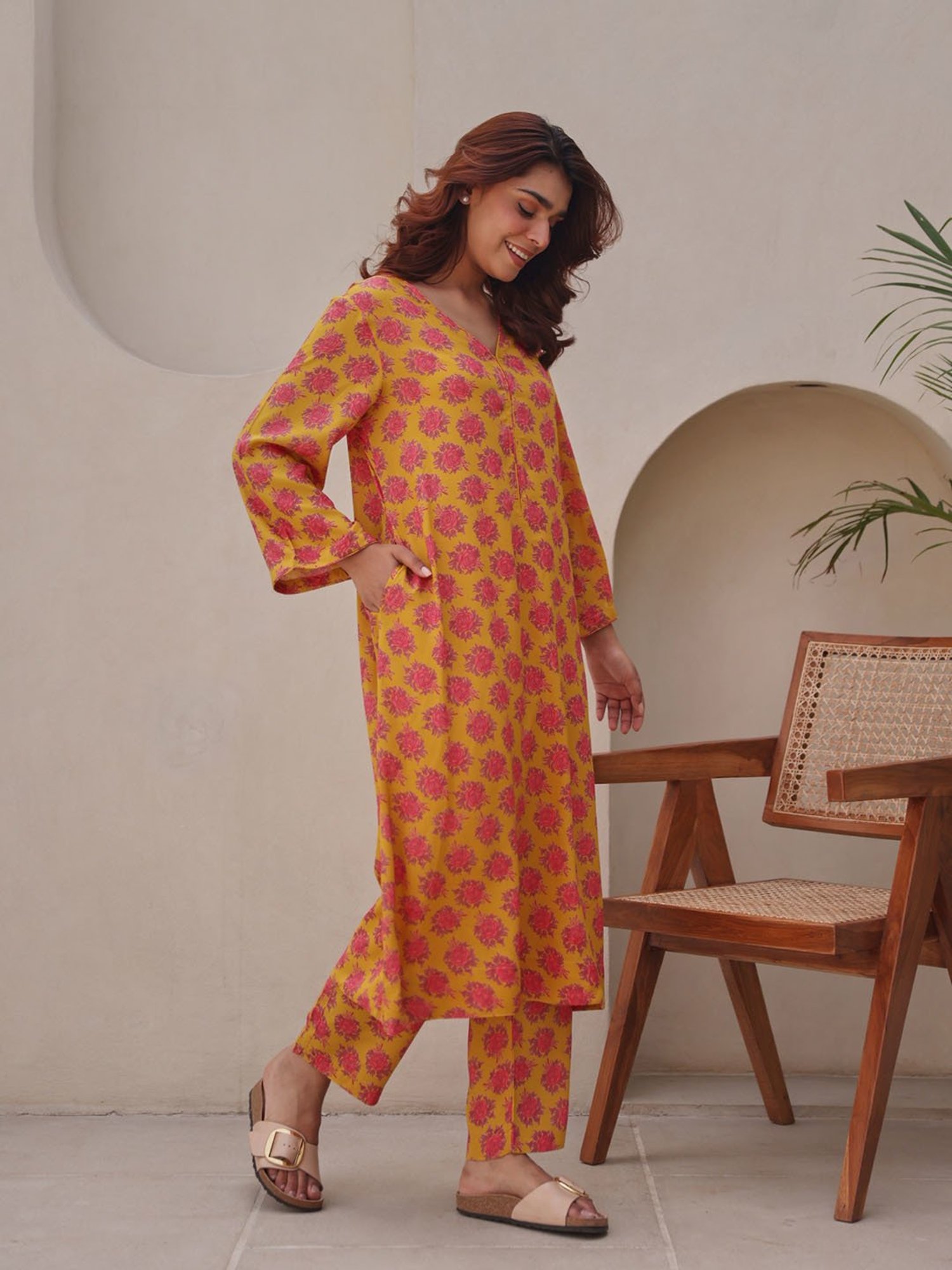 Ekohum Mustard Kurta With Pants