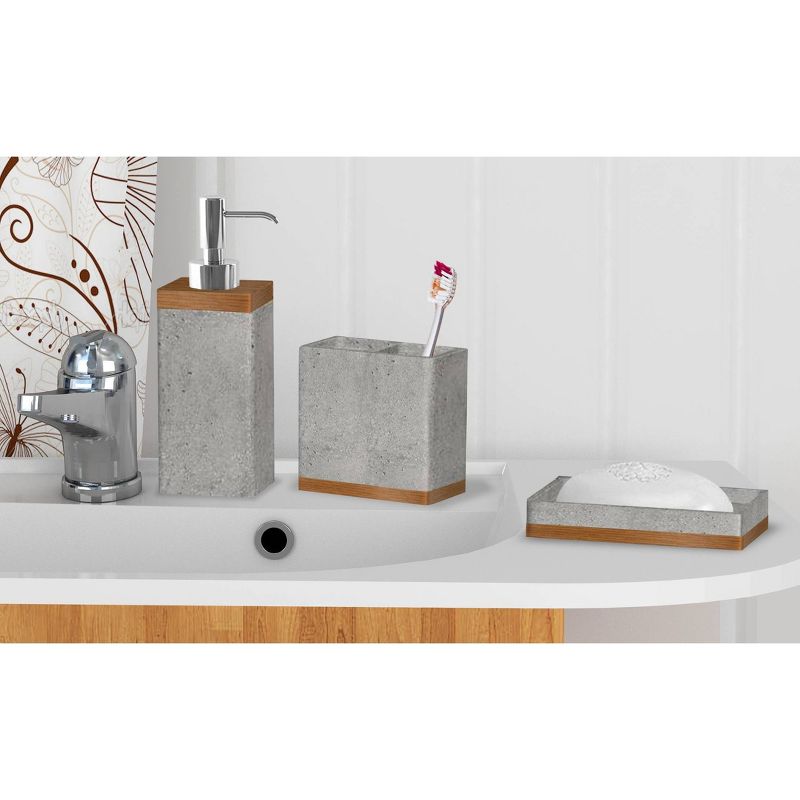 3pc Concrete Stone Bath Accessory Set for Vanity Counter Tops Gray - Nu Steel