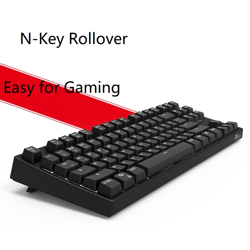 Royal Kludge RK987  N-key Rollover Ergonomic Design,Cool Exterior USB Wired PBT Keycaps White Backlit Keyboard for Gaming and Office - Black( RK Black Switch)