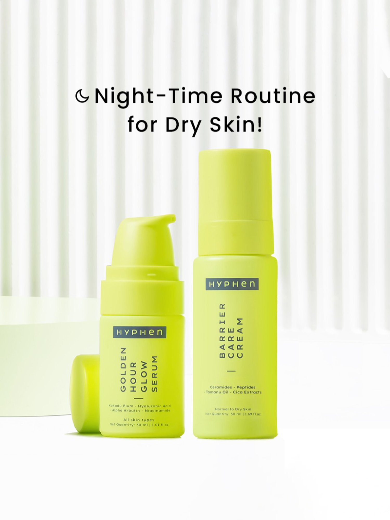 Hyphen Golden Hour Glow Serum & Hyphen Barrier Care Cream for Normal to Dry Skin Combo