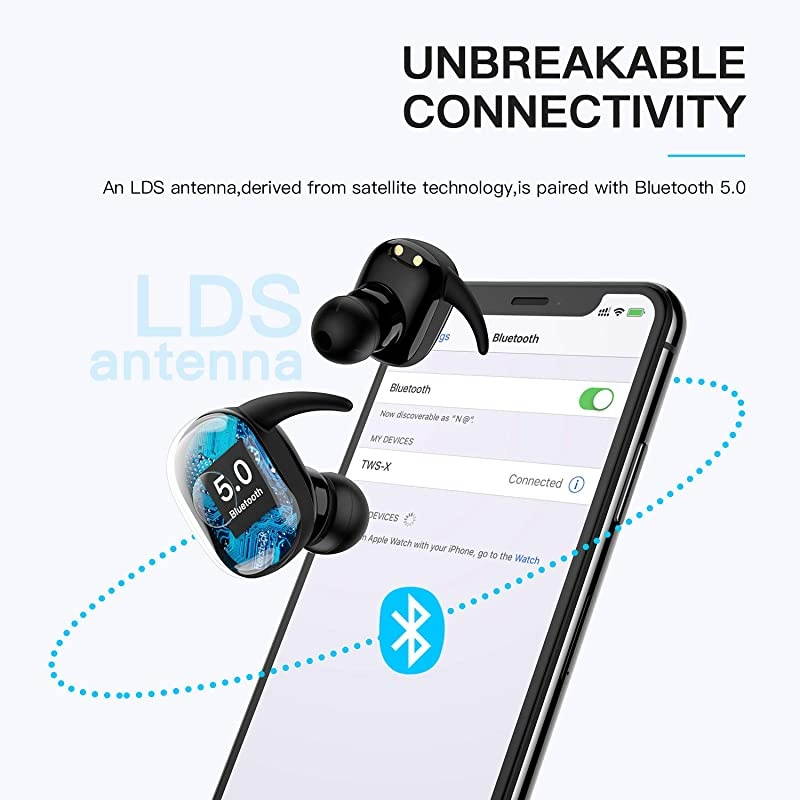 Earbuds Bluetooth 50 Headphones inEar SweatProof Stereo Earphones with Portable Charging Case Mic