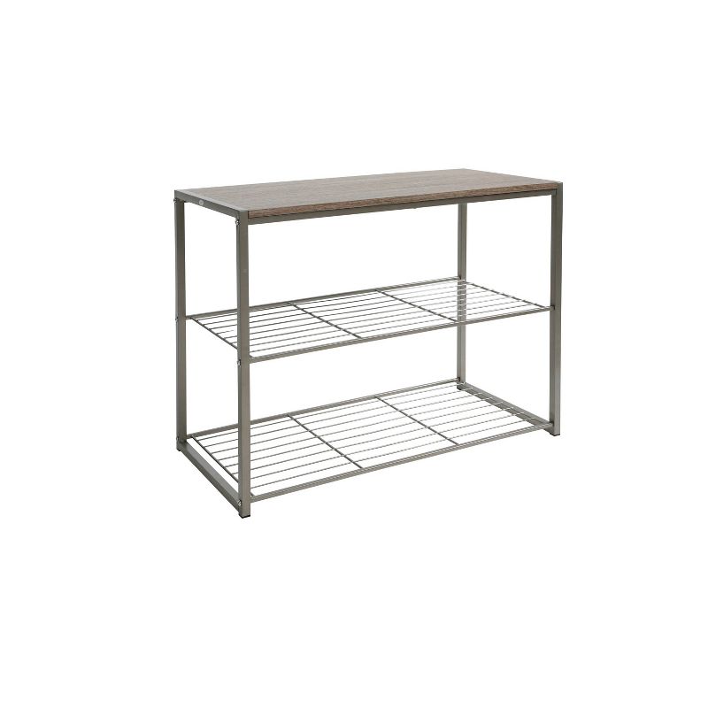 3 Tier Shoe Rack with Rustic Oak Finish Top Gray Metal - Threshold™