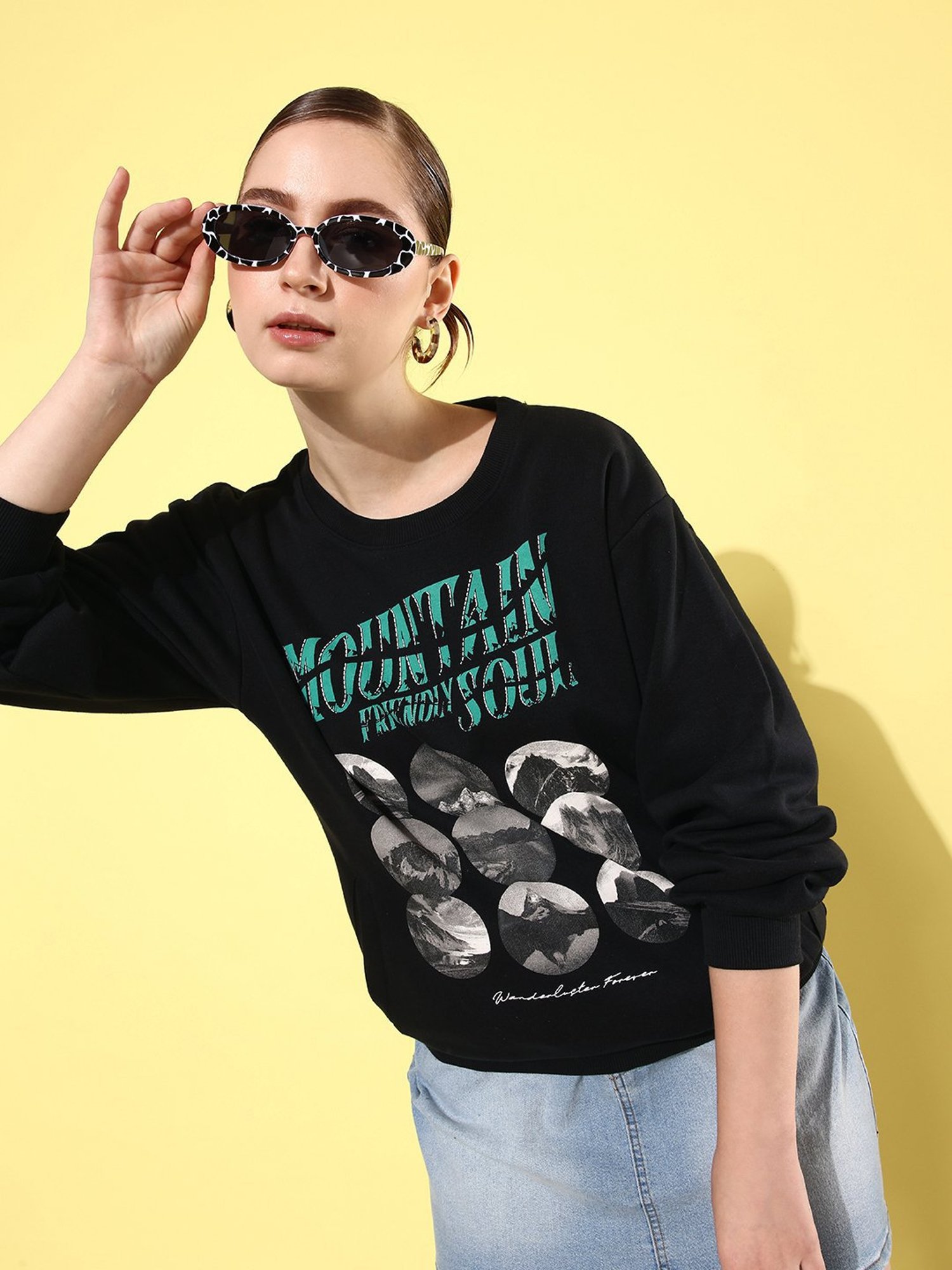 Difference of Opinion Black Fleece Graphic Print Oversized Sweatshirt