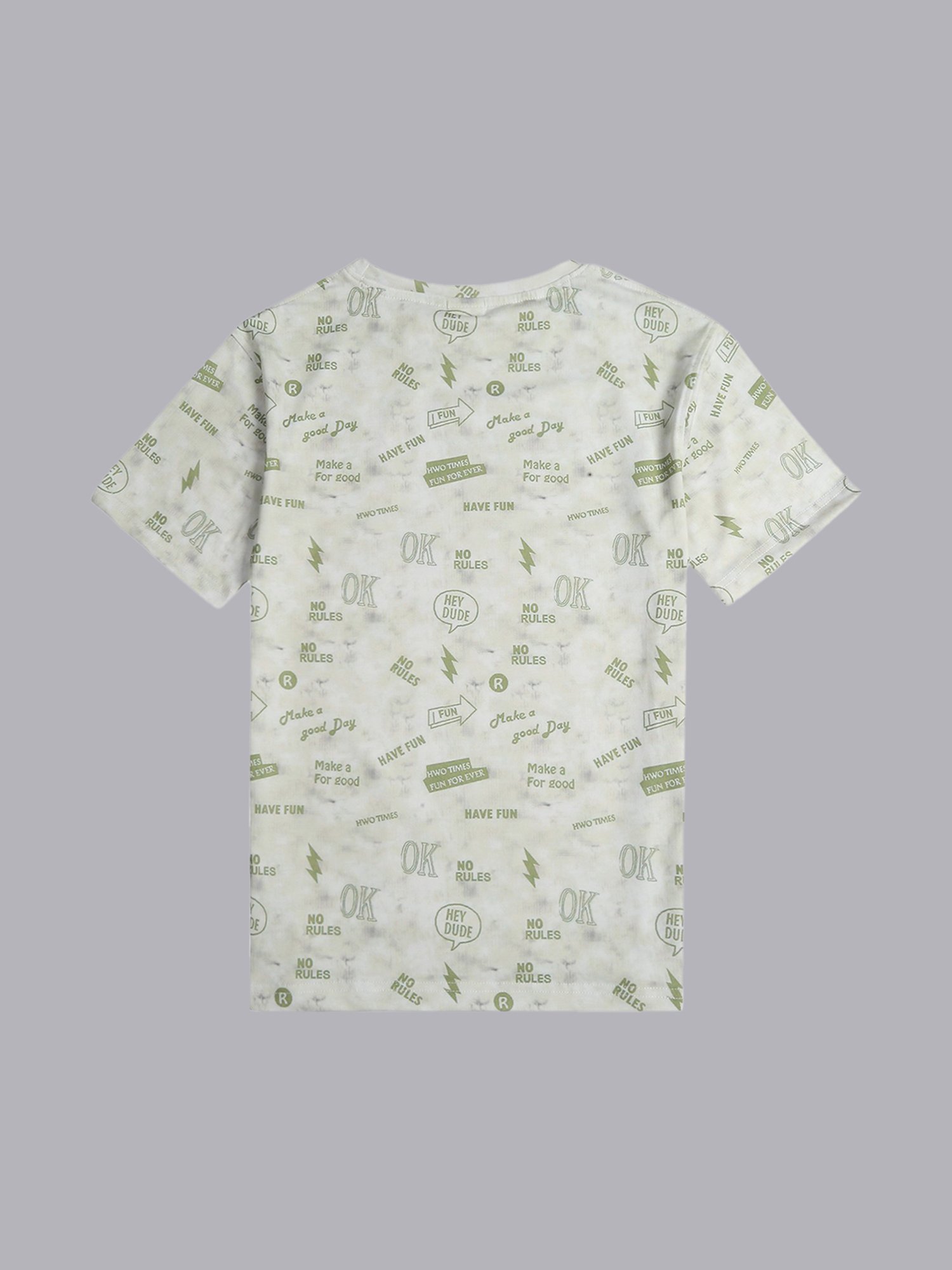 Cavio Kids Light Green Printed T-Shirt