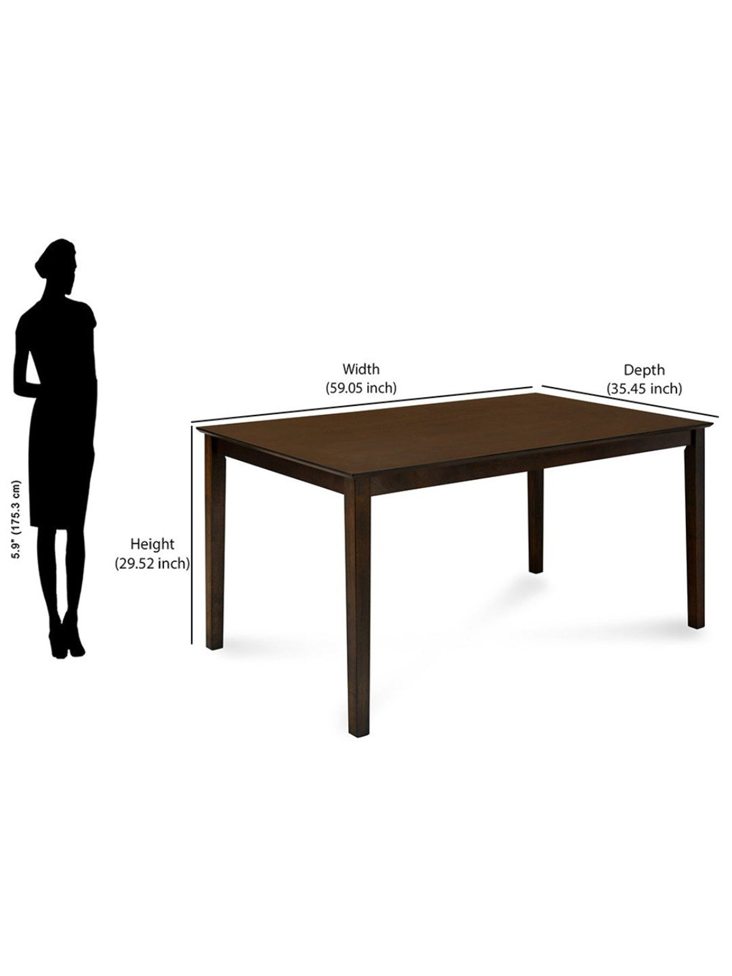 Nilkamal Olivia Brown Solid Wood - Rubberwood 6 Seater Dinning Table set