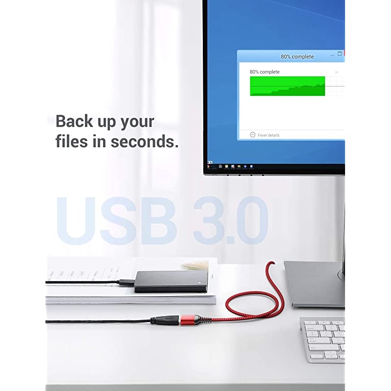 USB 3.0 Extension Cable Type A Male to Female Extension Cord 2PACK 6.6FT Durable Braided Material Fast Data Transfer Compatible with USB Keyboard,Mouse,Flash Drive, Hard Drive,Printer