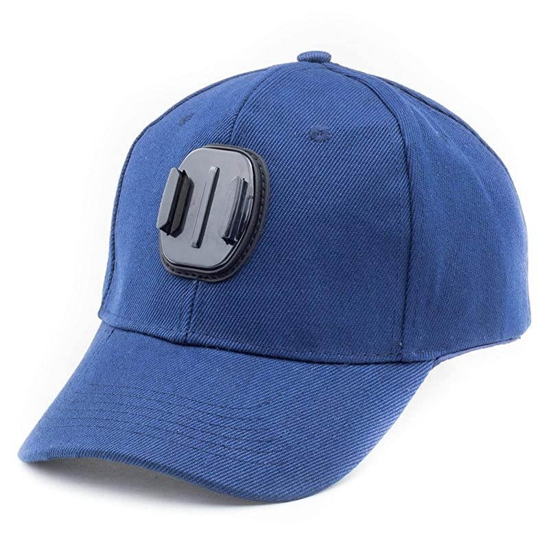 Baseball Cap Hat with Action Camera Holder Mount Bracket Compatible for GoPro Hero Akaso Crosstour Campark Fitfort Garmin VIRB Apeman Sony Camkong Motorola Victure Kitvision Nikon Cam Blue