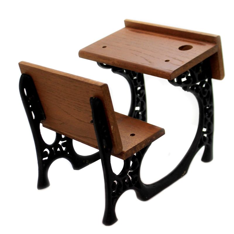 Home Decor 9.0" School Desk Iron Wood Displayer  -  Decorative Figurines