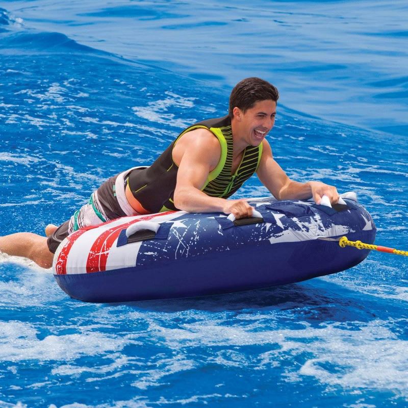 Sportsstuff Stars and Stripes Inflatable 1 Rider Watersports Towable Deck Tube