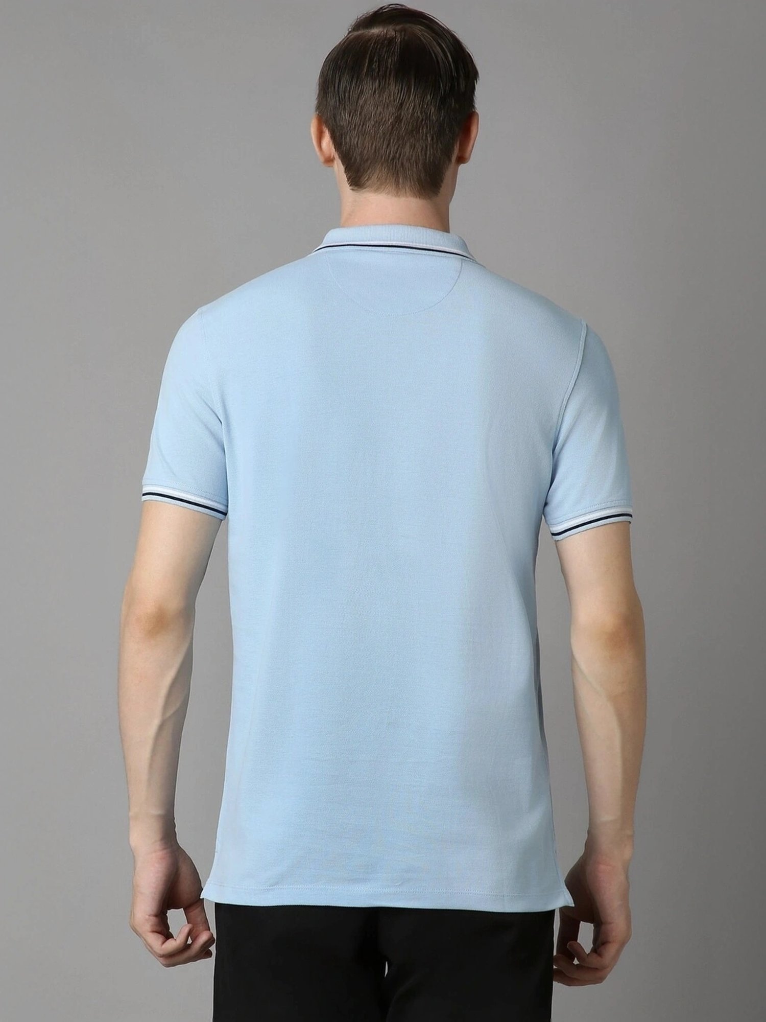 Louis Philippe Blue Cotton Slim Fit Polo T-Shirt