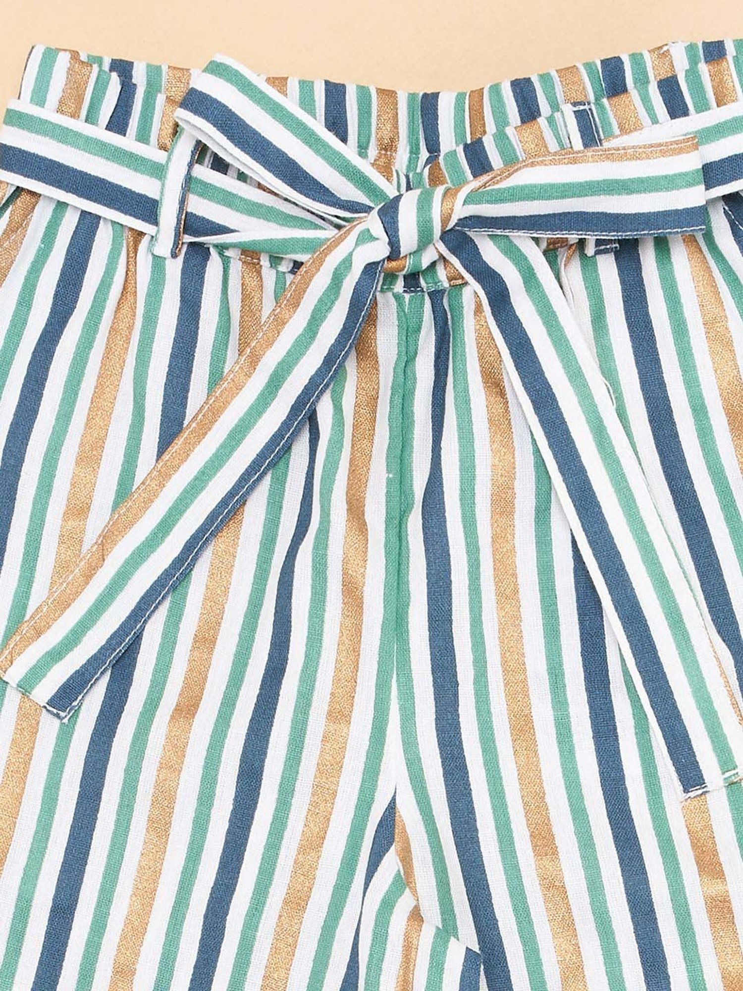 Jockey Kids White & Black Cotton Striped Leggings