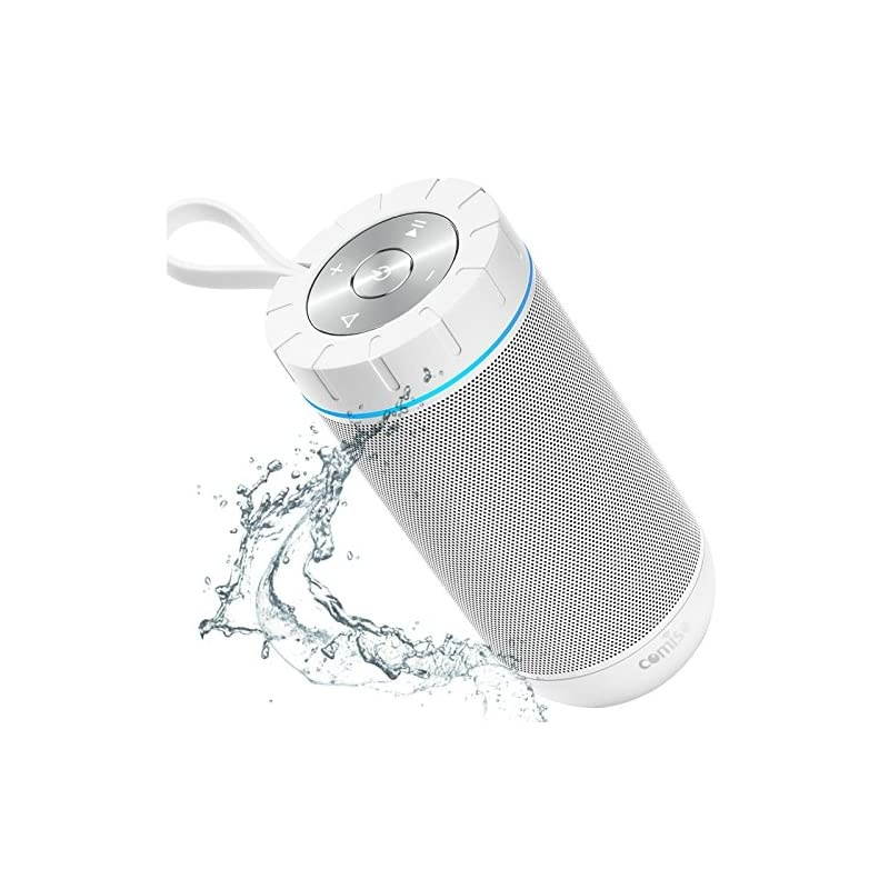 Waterproof Bluetooth Speakers Outdoor Wireless Portable Speaker with 24 Hours Playtime Superior Sound for Camping, Beach, Sports, Pool Party, Shower (White)