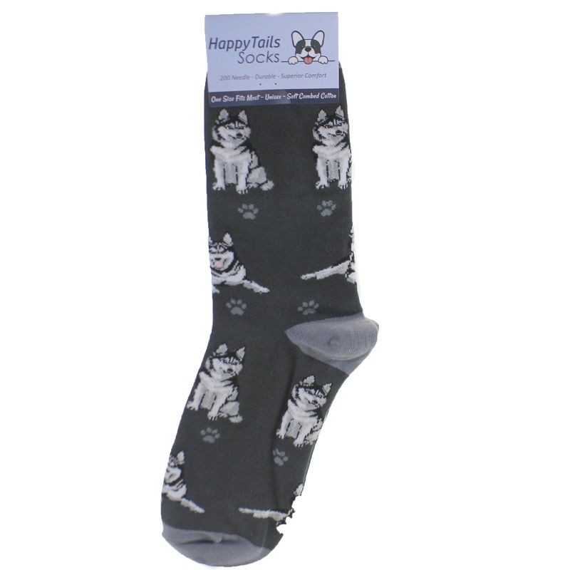 Novelty Socks 14.0" Siberian Husky Happy Tails Sock Premium Quality E & S Pet  -  Socks