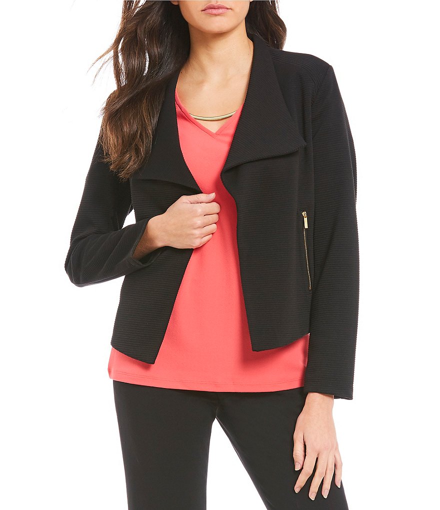Calvin Klein Textured Rib Knit Open Front Jacket