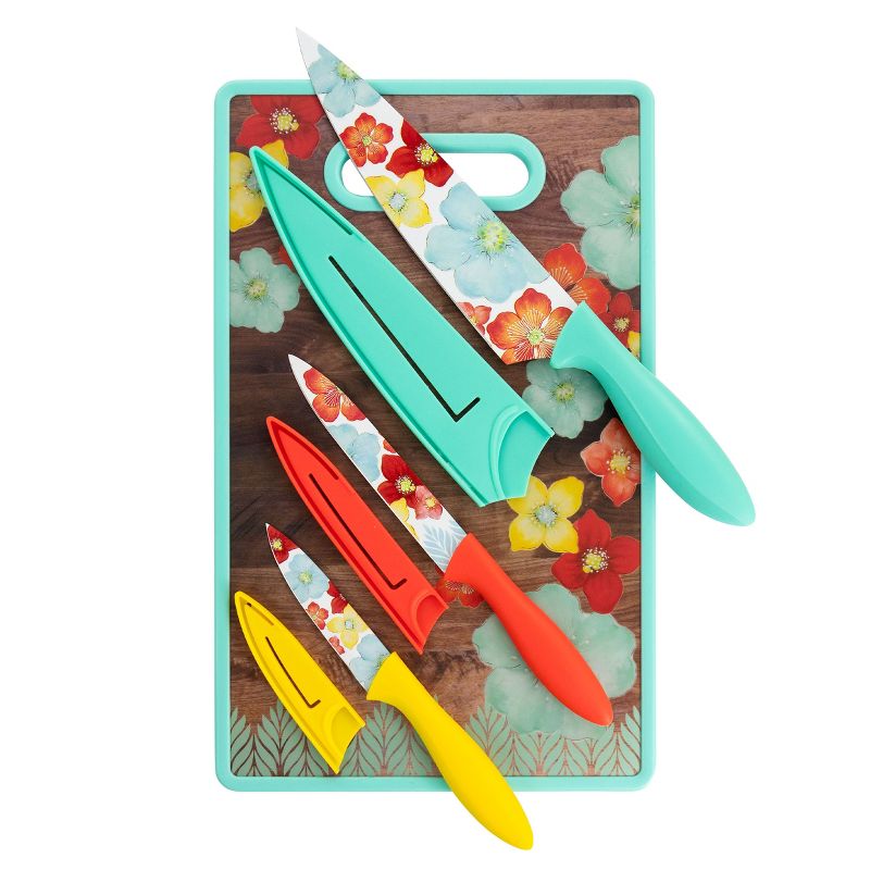 Gibson Home Jordana 7 Piece Cutlery Knife and Cutting Board Set in Multi-Color Floral
