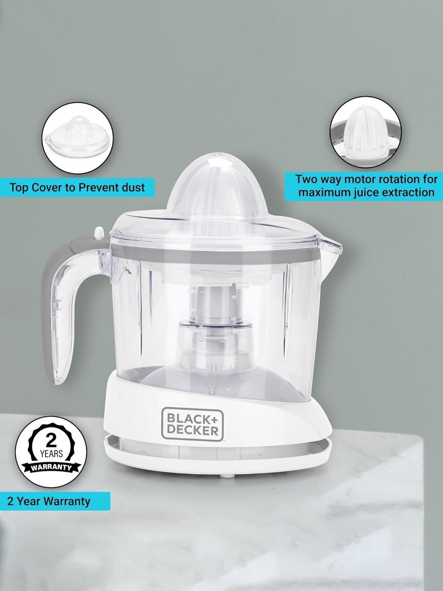 BLACK+DECKER BXCJ0101IN Citrus Juicer 30 Watt 1L (White)