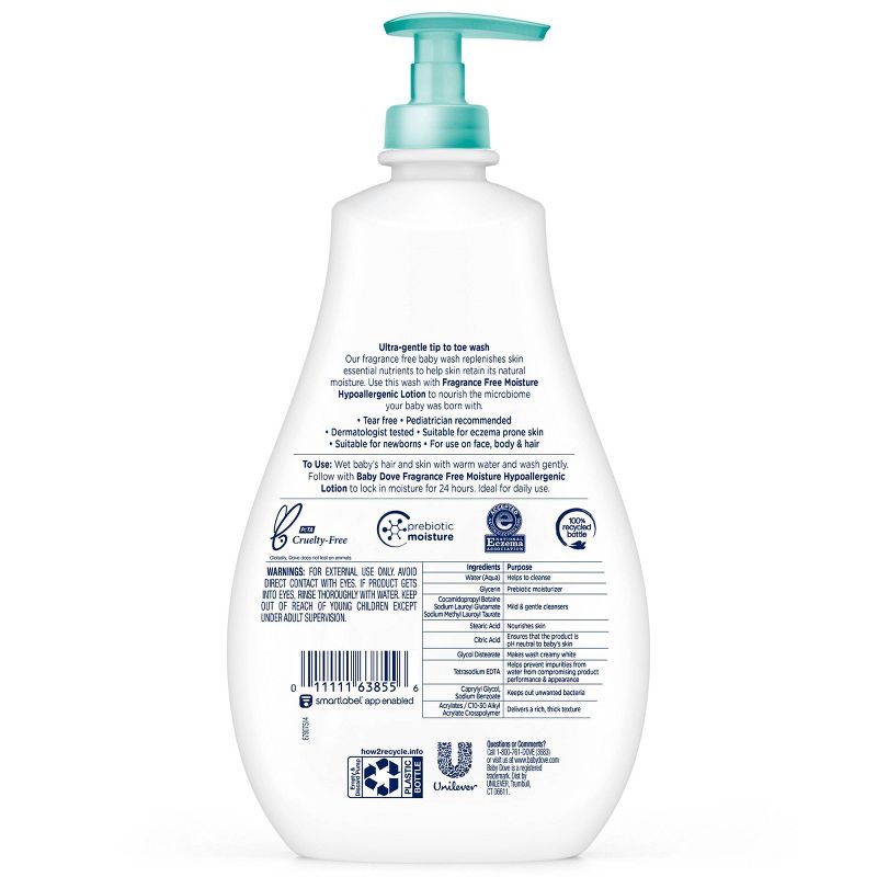 Baby Dove Fragrance Free Moisture Sensitive Skin Hypoallergenic Wash - 20 fl oz