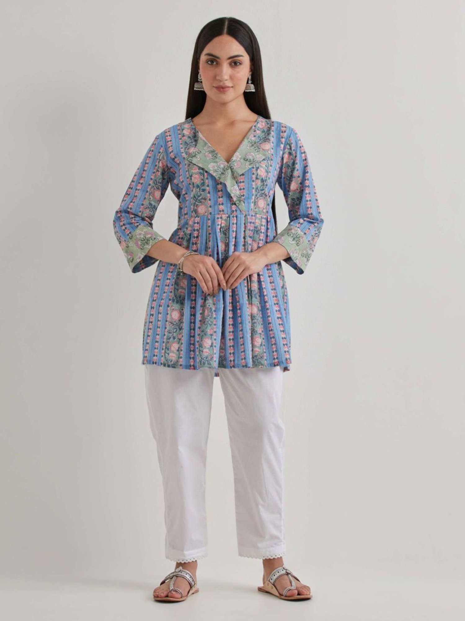 Priya Chaudhary Blue Varsha Cotton Printed Kurta