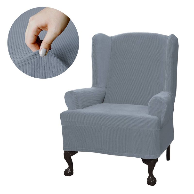 Collin Wingchair Stretch Slipcover Blue - Zenna Home