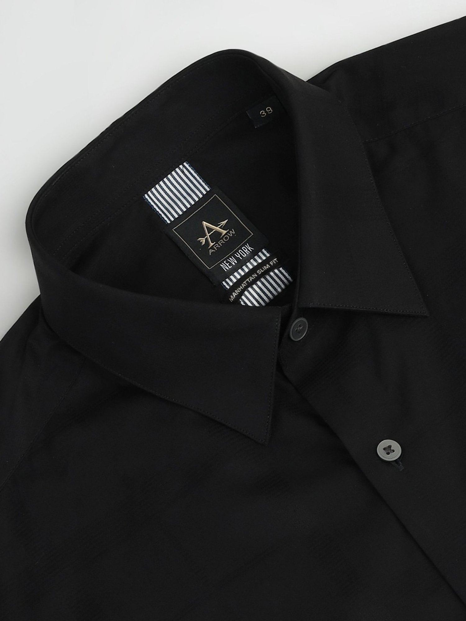 Arrow Newyork Black Cotton Slim Fit Checks Shirt