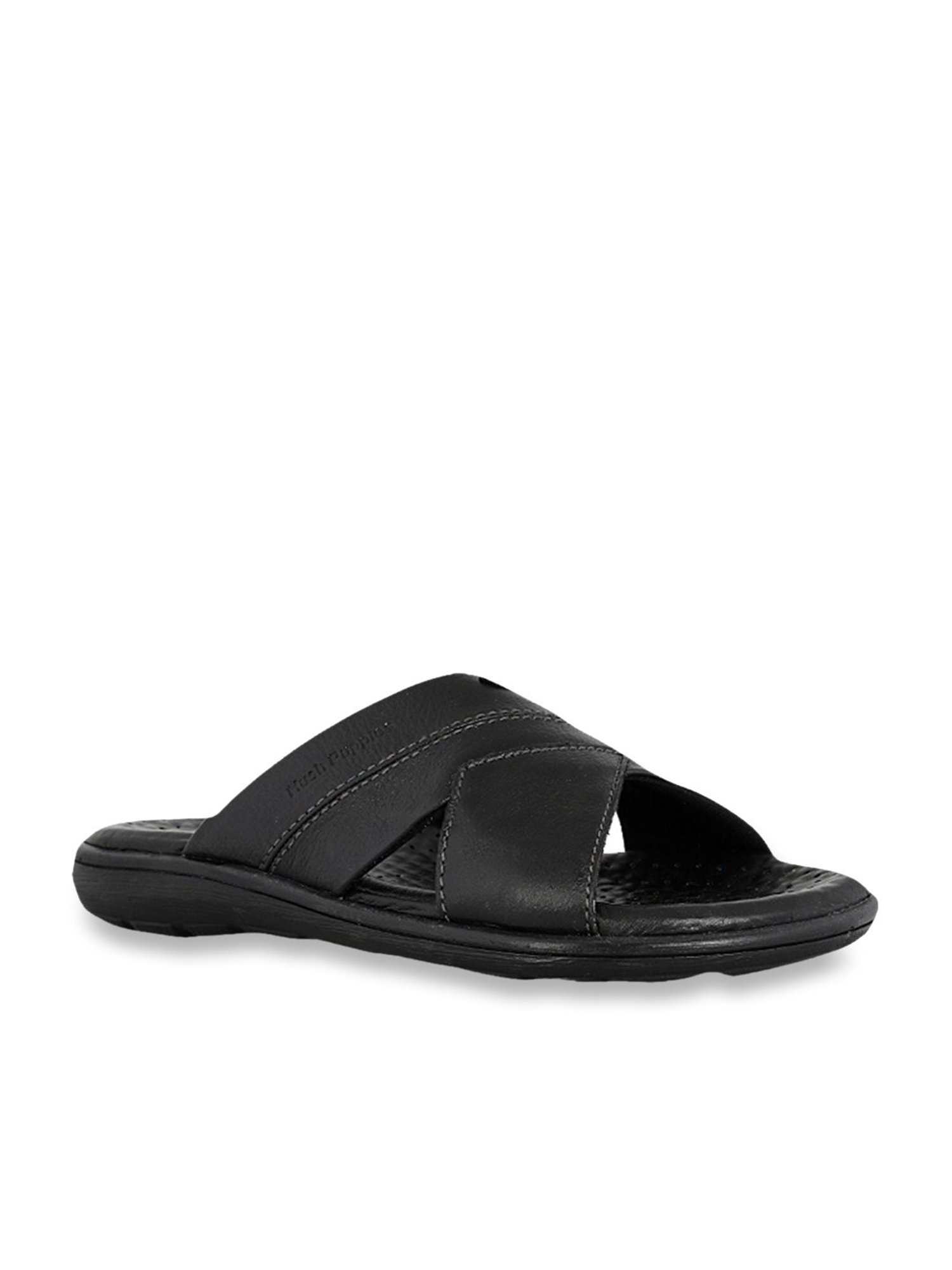 Hush Puppies by Bata Men's Charles Black Cross Strap Sandals