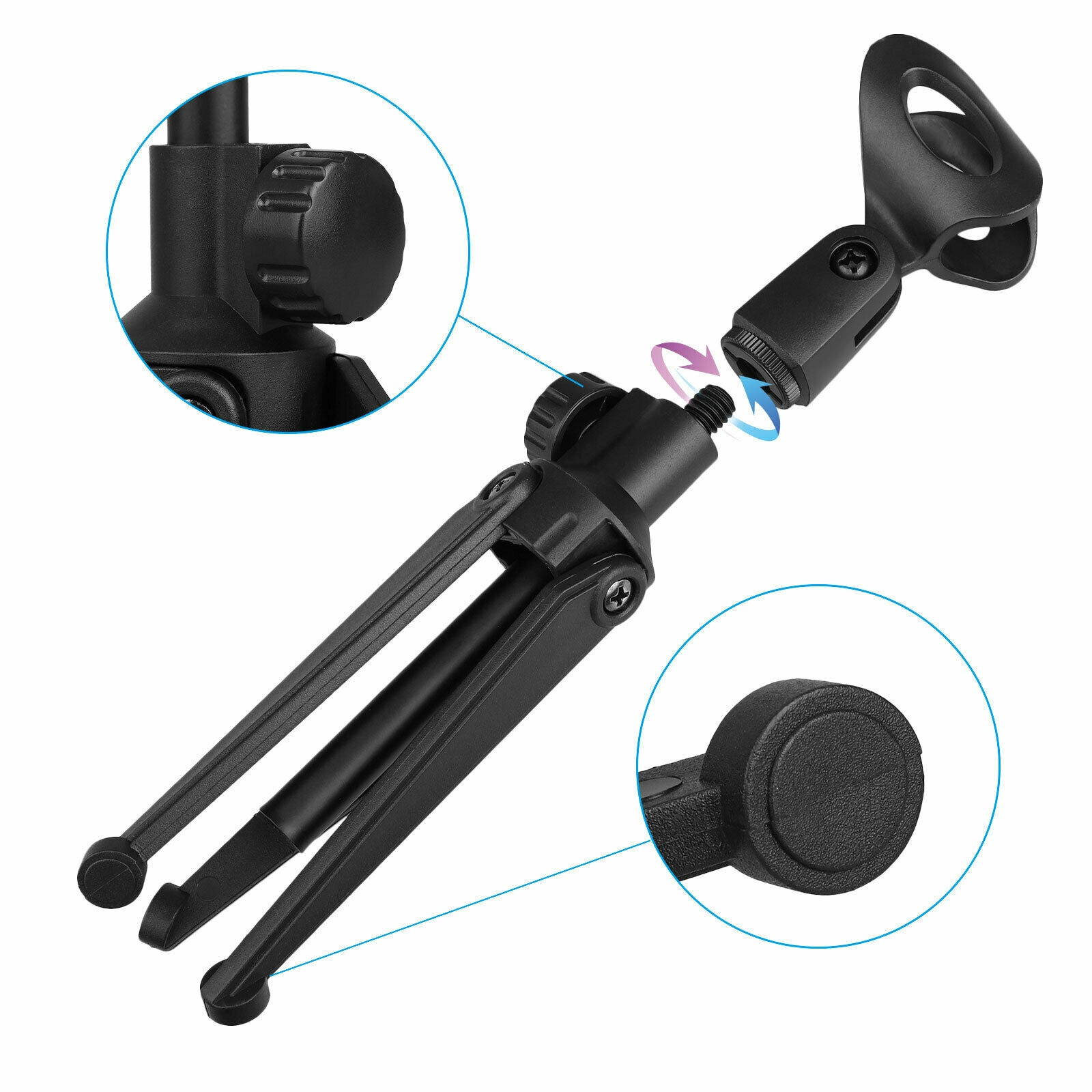 Adjustable Metal Desktop Table Mic Microphone Clamp Clip Holder Stand Tripod