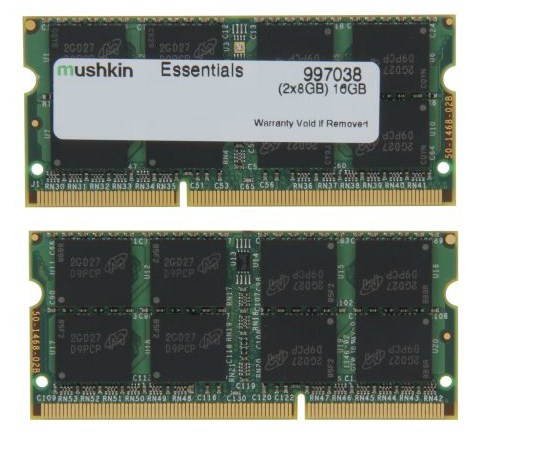 Mushkin Enhanced 16GB (2 x 8G) Essentials DDR3 PC3L-12800 1600MHz 204-Pin  Laptop Memory Model 997038