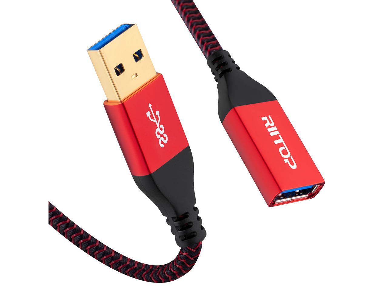 USB 3.0 Extension Cable, RIITOP USB 3.0 Type A Male to Female Extender 5Gbps Nylon Braided Cord (6.6FT,2-Pack)