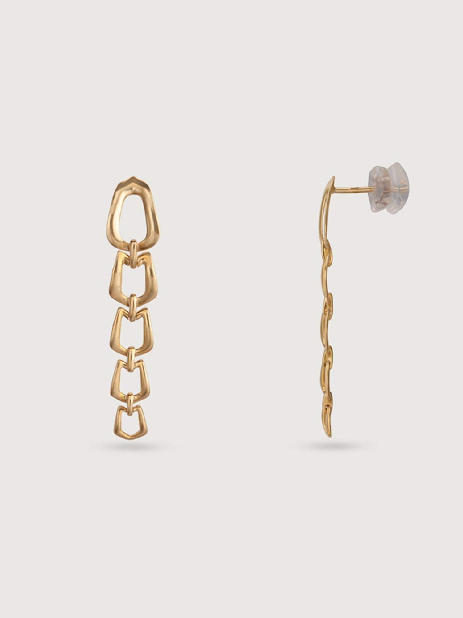 Mia by Tanishq Square Symphony 14k Yellow Gold Drop Earrings for Women