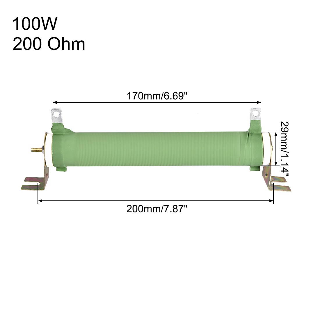 100W 200 Ohm Wire Wound Tubular Resistor, Tube-Type Fixed +/-5% Tolerance High Power Rheostat 2Pcs