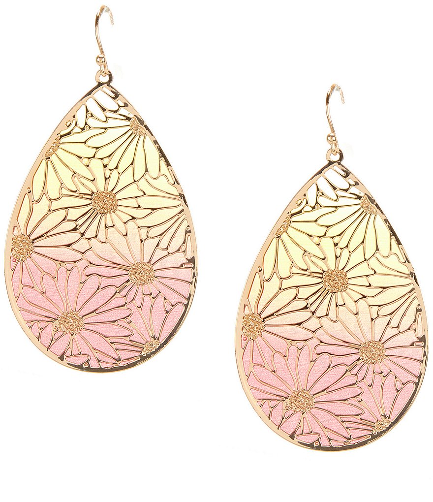 Ombre Flower Teardrop Earrings