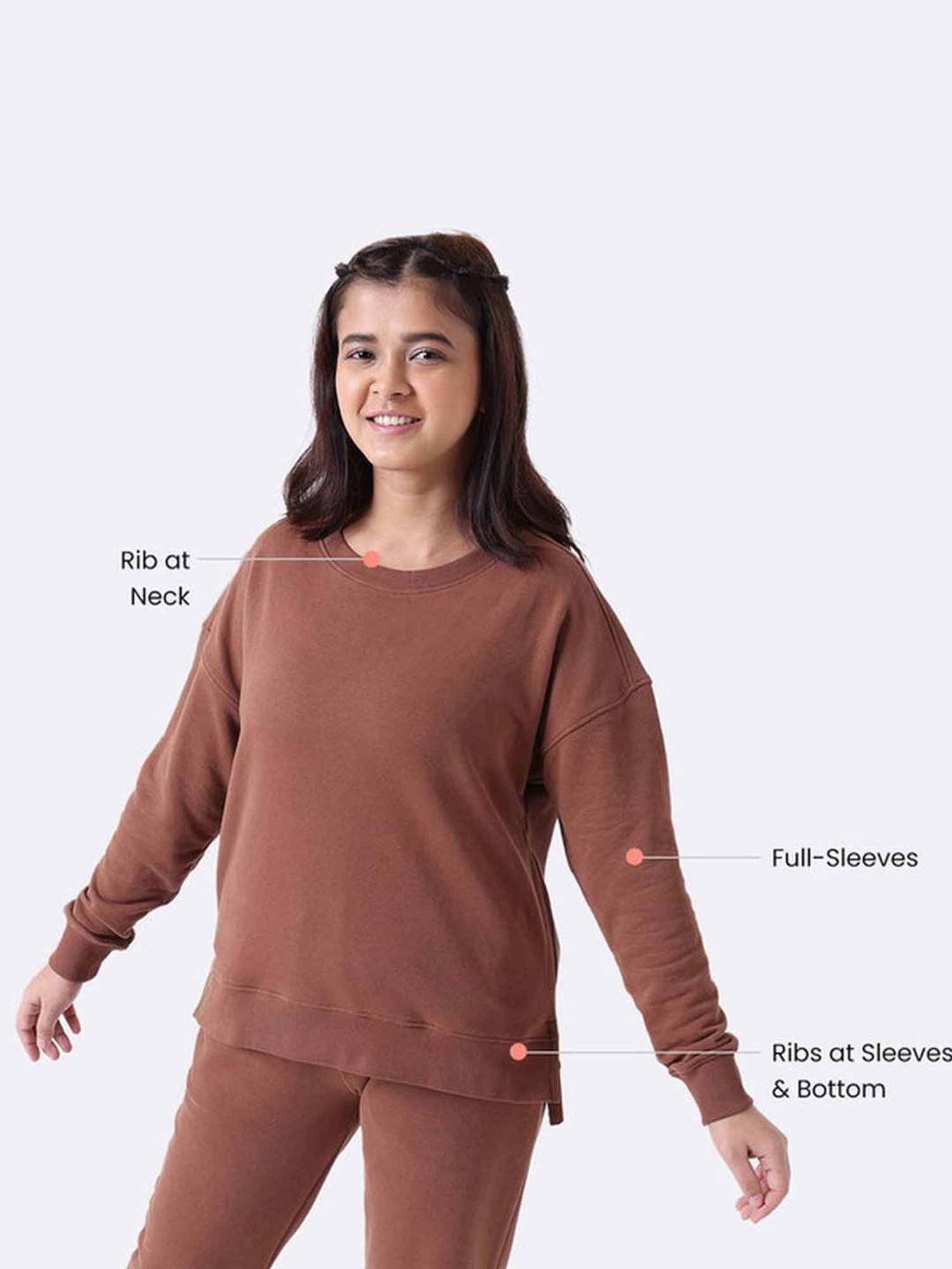 BlissClub Brown Relaxed Fit Sports Sweatshirt