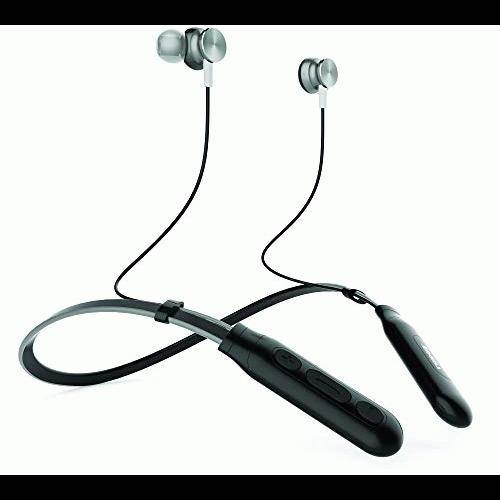 NAXA Electronics NE-971 Bluetooth Neckband Earphones with Built-in Microphone, Silver