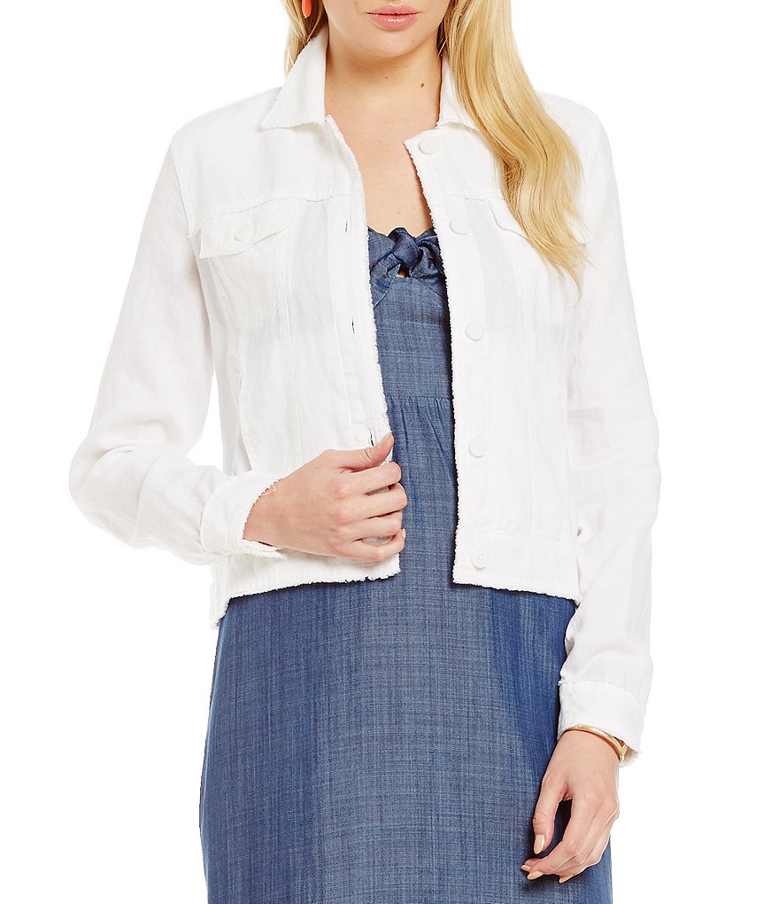 Tommy Bahama Two Palm Raw Edge Point Collar Button Front Jacket