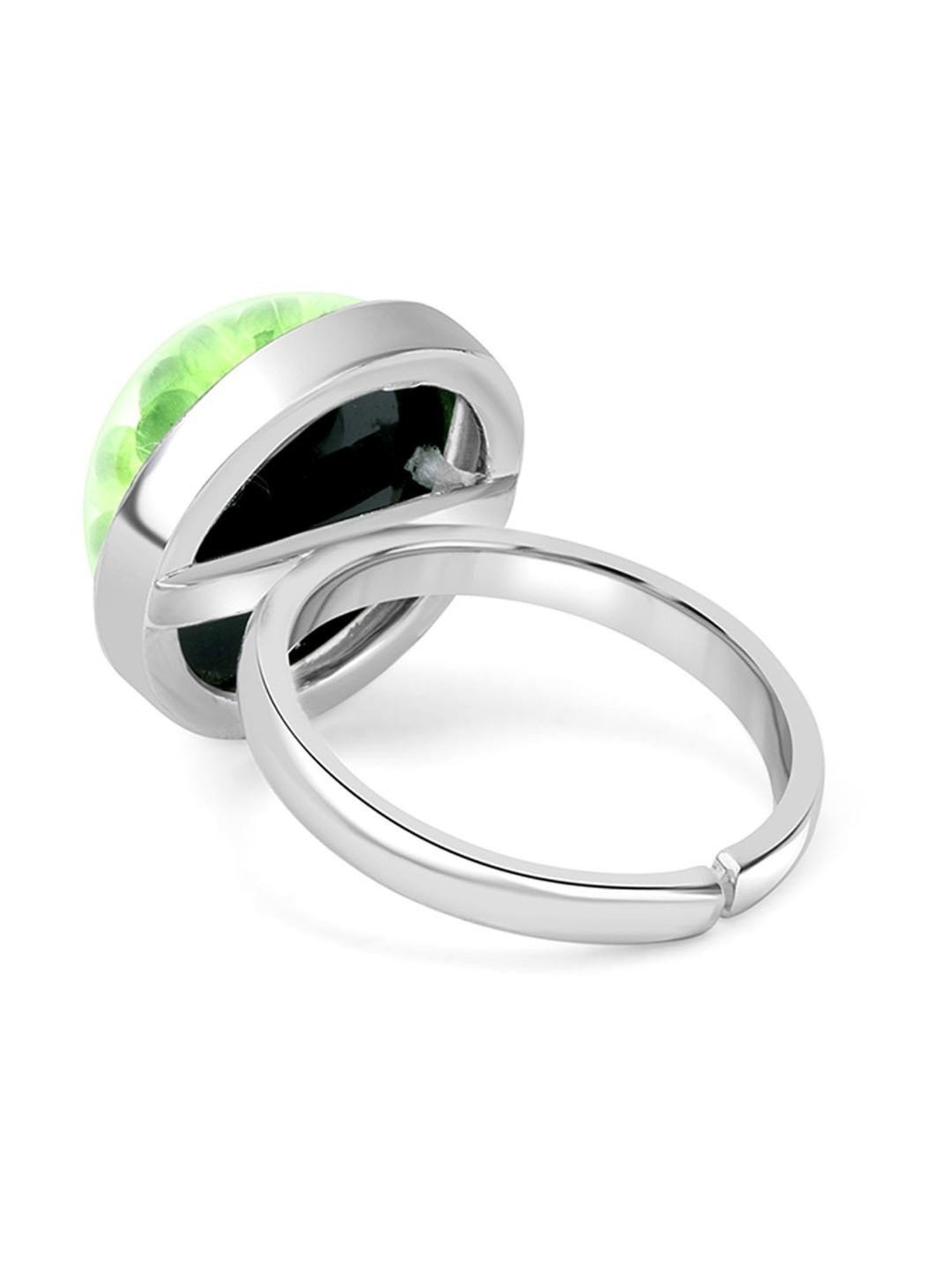 March by FableStreet 92.5 Sterling Silver Green Dry Flower Minimal Casual Ring for Women