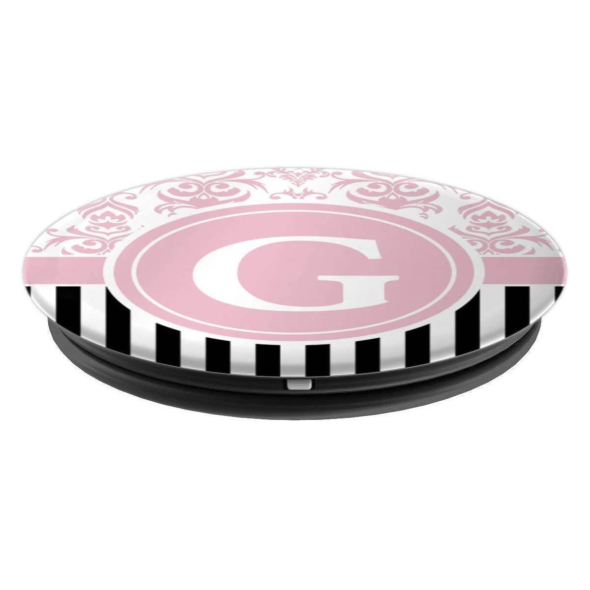 Monogram Pop Socket G Pink Damask Letter G - PopSockets Grip and Stand for Phones and Tablets
