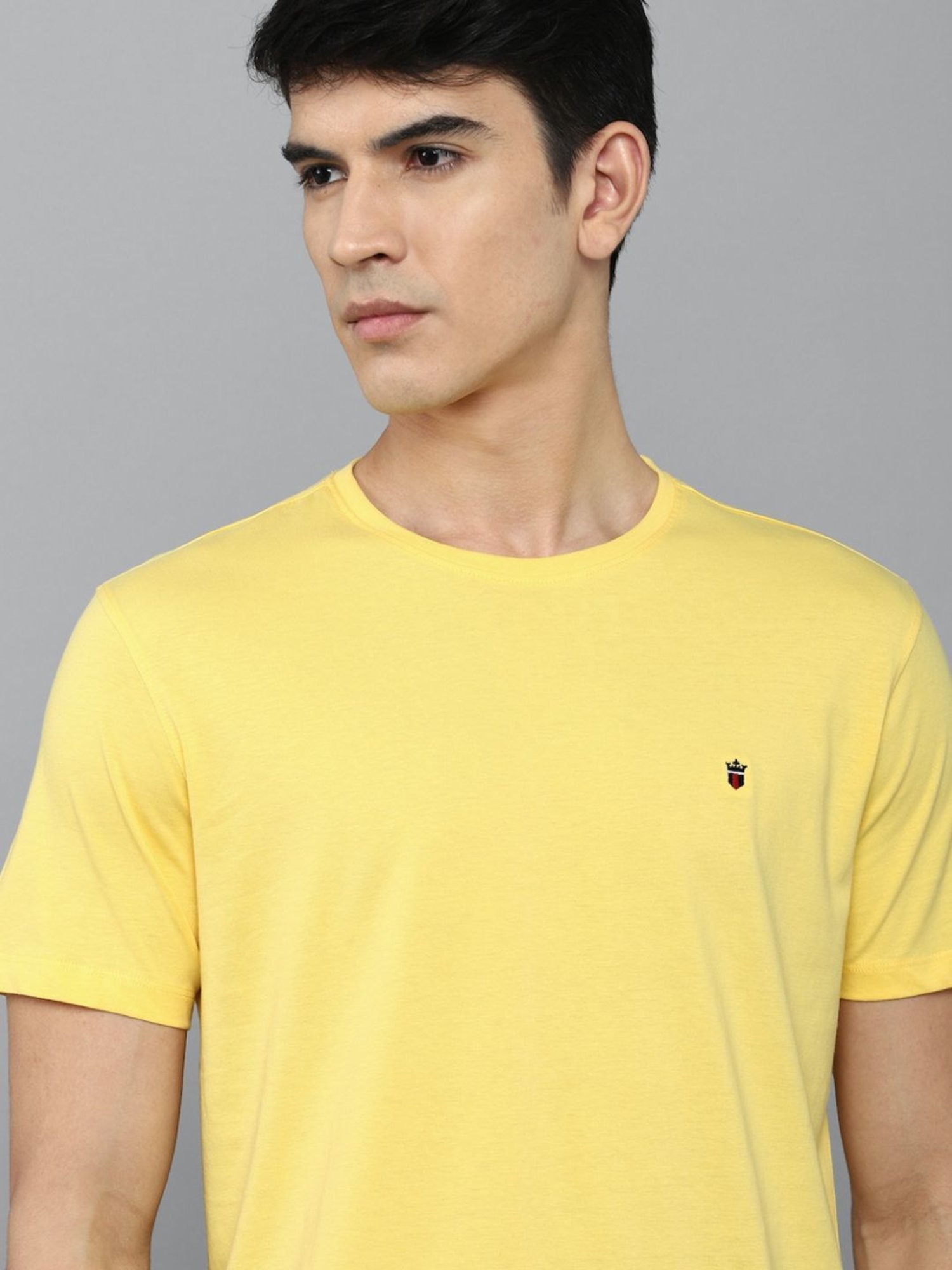 Louis Philippe Jeans Yellow Cotton Slim Fit T-Shirt