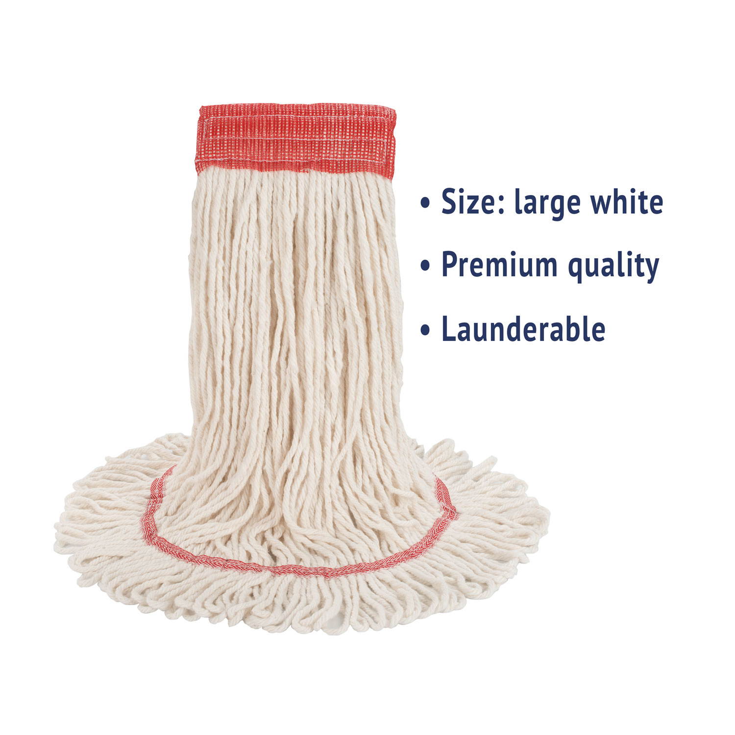 Boardwalk Super Loop Wet Mop Head Cotton/Synthetic Large Size White 12/Carton