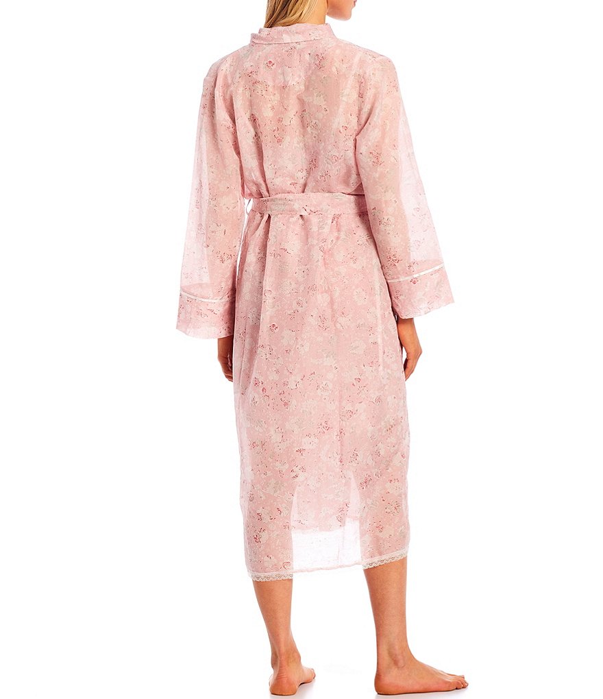 Papinelle Louis Floral Print Long Sleeve Woven Long Wrap Robe